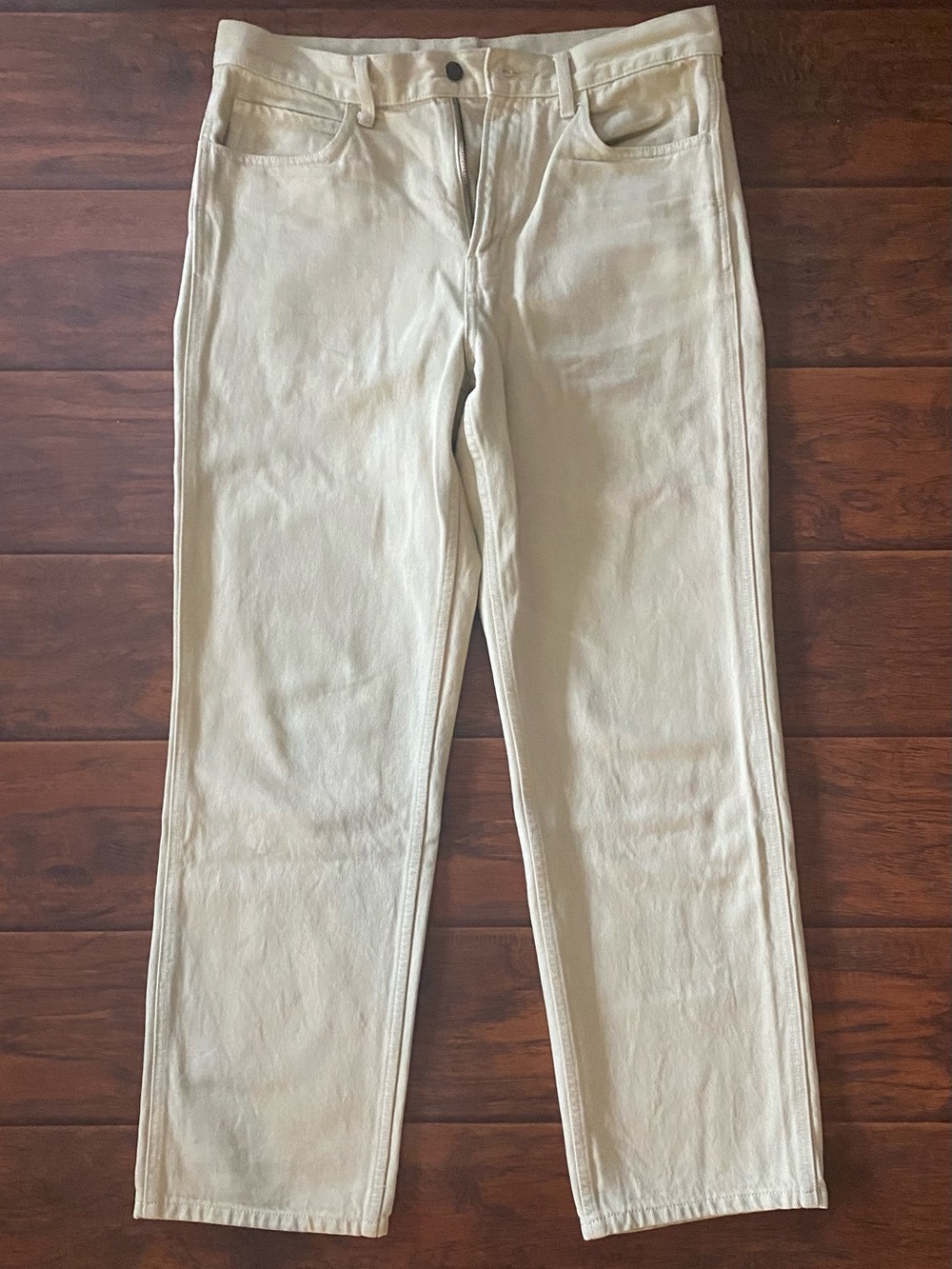 Cream Uniqlo Straight-Leg Jeans